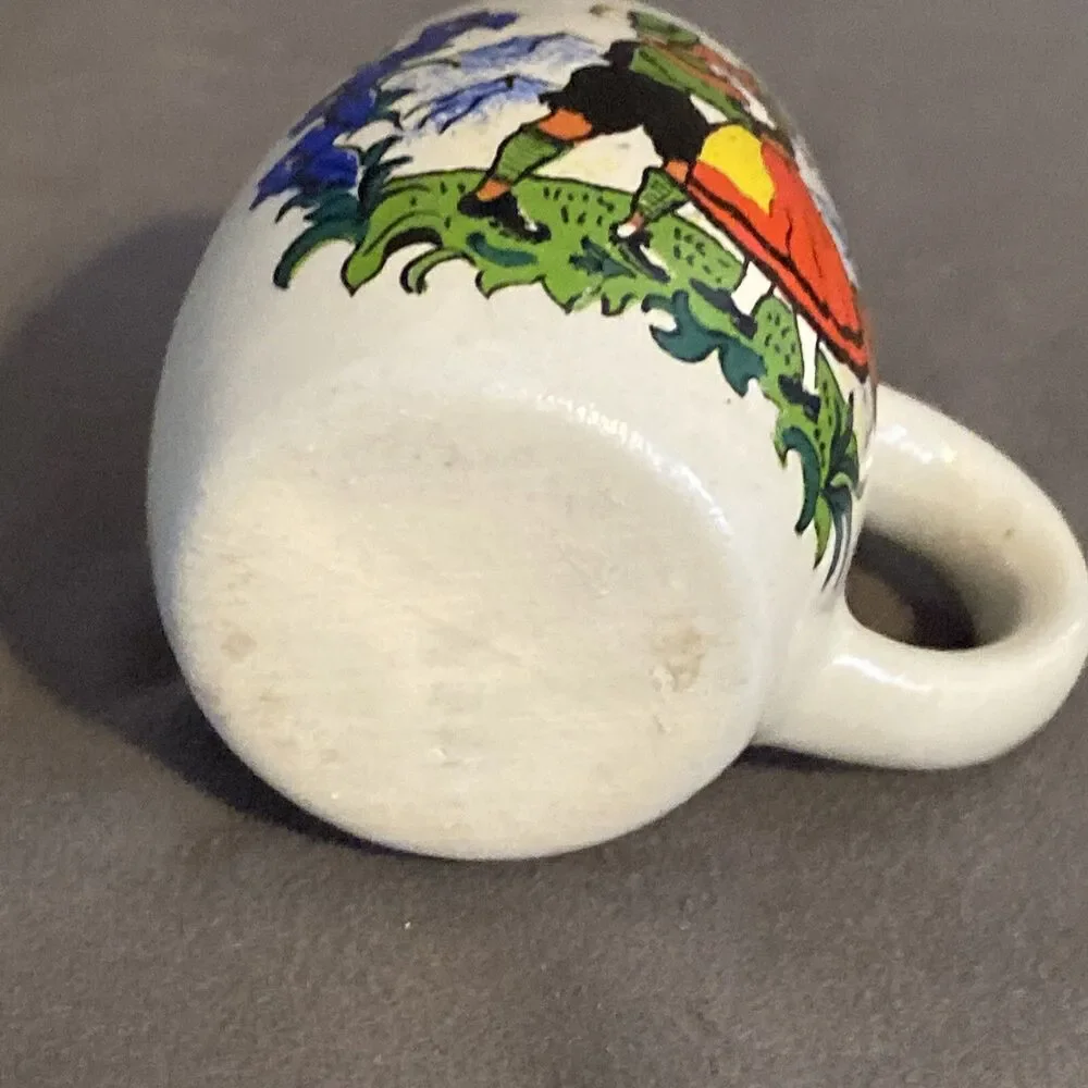 West Germany Stoneware Shot Glass Stein Mug Handle Miniature Vintage Kissing